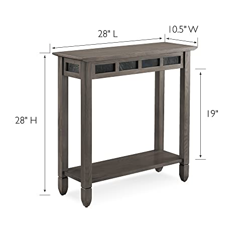Image of Leick Home 10059-GR Rustic Console Hall Console with Shelf and Slate Tile, Smoke Gray and Black Slate