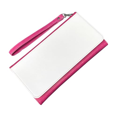 5 Pieces Sublimation Blank Women Pink Long Wallet, Fashion Ladies PU Leather Wallets, DIY Heat Transfer Large Capacity Secure Buckle Leather Clutch Wallet, DIY Craft Long Purse for Women Girl Gift3