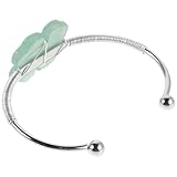 HEMOTON Pulsera de Trébol de Cuatro Hojas para Mujer, Joyas Suerte Cristal Brillante, Brazalete Plateado Ligero y Elegante, Pulsera de Obsequio para Cumpleaños y Ocasiones Obsequios