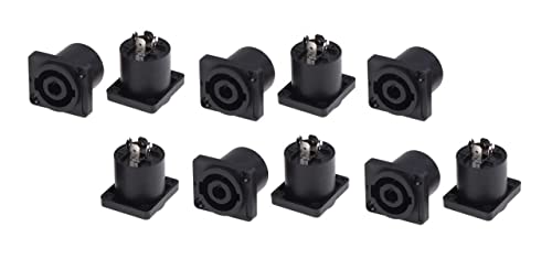 Generic (10 Pcs) 4 Pin Black Audio Cable Plug Socket Adapter Spea...