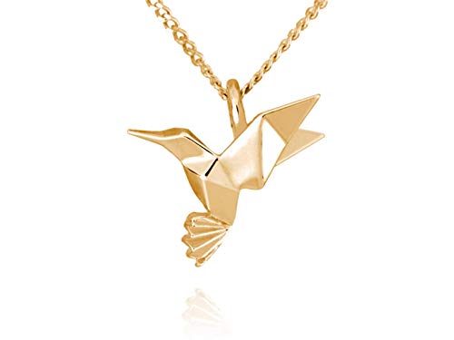 Necklace Gold Plated Origami Hummingbird Pendant