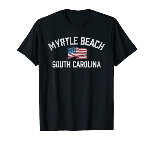 Myrtle Beach South Carolina USA Flag White Vintage Athletic T-Shirt