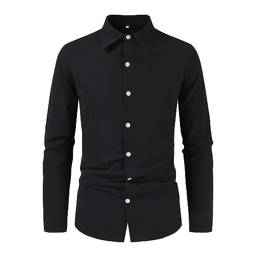 Chemise en coton pour homme à revers style japonais de couleur unie décontractée SL