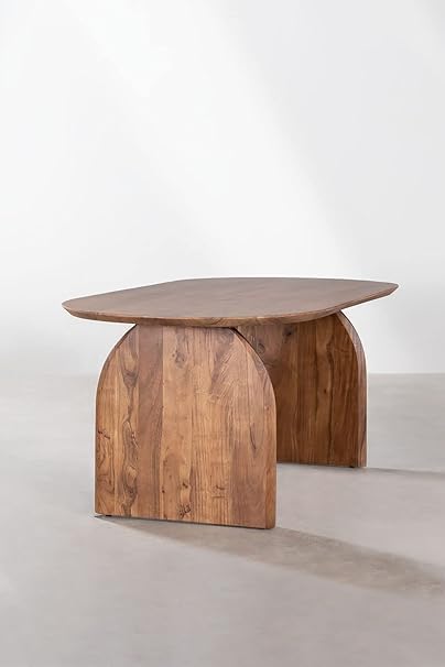 Image of Oval Wooden Dining Table | Dining Room Furniture | Mango Wood Dining | 200 x 105x 79.5 cms for Home (Black) (Brown)