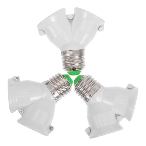 Gadpiparty Adaptador de Portalámparas E27 a 2 E27 en Forma Base Ignífuga Pbt Resistente a Altas Temperaturas 3 Piezas para Bombillas LED y Halógenas Extensor de Enchufe para Iluminación