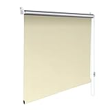 Sonnenschutz-HH® - Mini Thermo Verdunkelungsrollo Thermorollo Minirollo Rollo KLEMMFIX Seitenzugrollo Kettenzugrollo inkl. Klemmträger ohne bohren - Außenmaß Breite 165 x 230 cm Höhe - creme