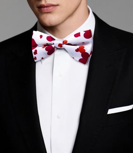Image of Dubulle Mens Paisley Striped Bowtie Set Pre-tied Bowtie for Men and Pocket Square Set Wedding Business