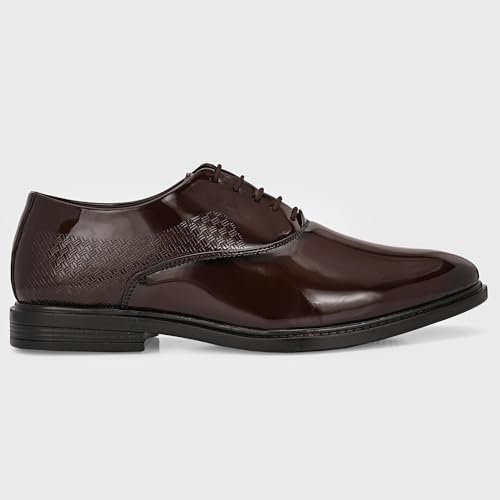 Image of Centrino Men's Formal Glossy Lace-Up Shoes | Patent Leather Oxford Dress Shoes|Comfortable Pointed Toe Formal Shoe| Stylish Looking Footwear for Formal Business Wedding & Office Shoes (9357)
