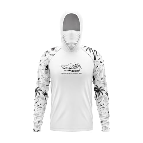 Sun Shirt UPF 50+ Men's Fishing Shirts Long Sleeve Mask UV Protection Hoodie Hiking Rash Guard Swimming Running (4,X-Small)