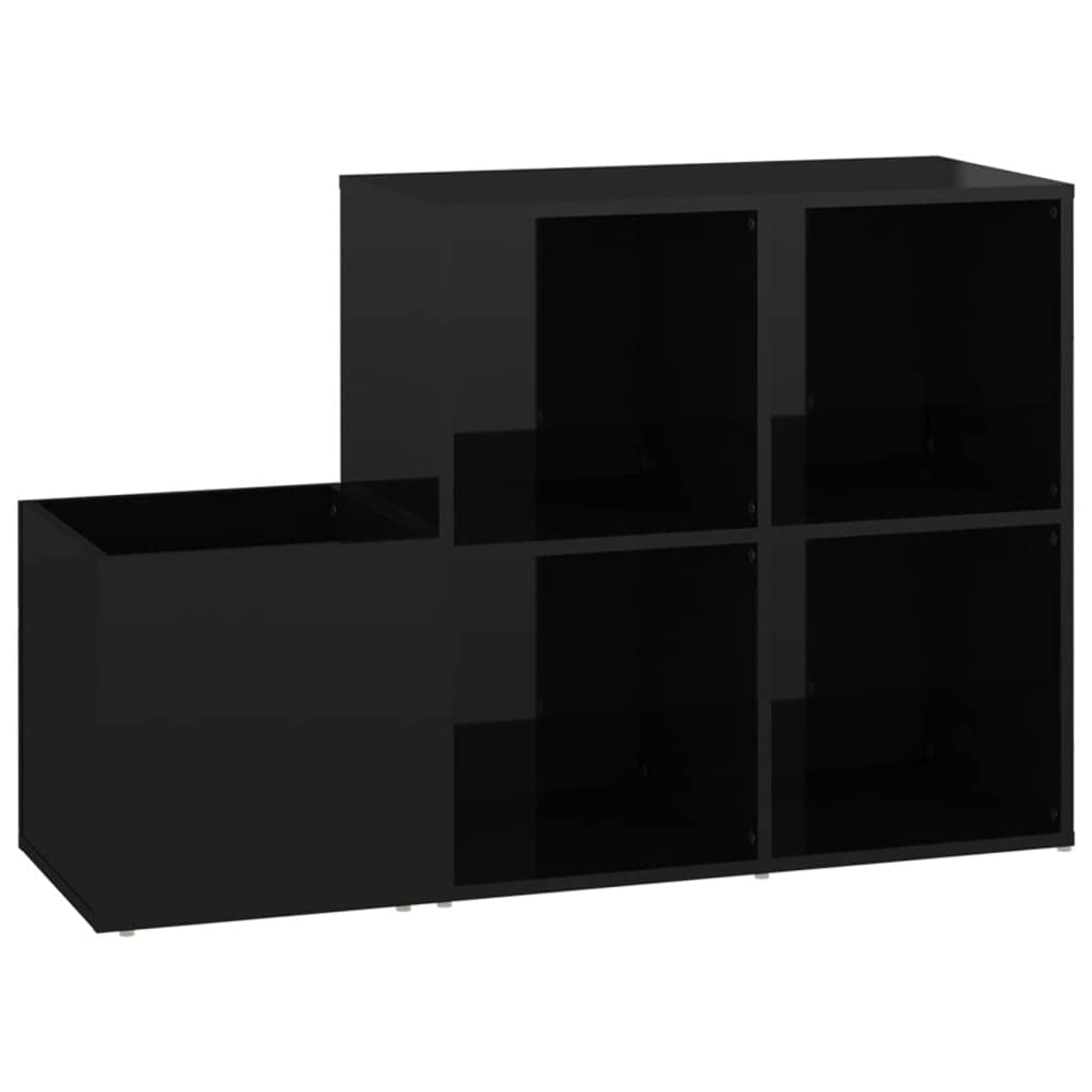 Stojak na buty wejściowe czarny połysk 105 x 35,5 x 70 cm płyta wiórowa szafka na buty szafa na buty oszczędzająca miejsce, odpowiednia do wejść, korytarzy, salonów