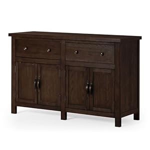 Maven Lane Felix Rustic Large Wooden Sideboard Accent Buffet Server Table with Doors for Kitchen or Living Room in Weathered Brown Finish