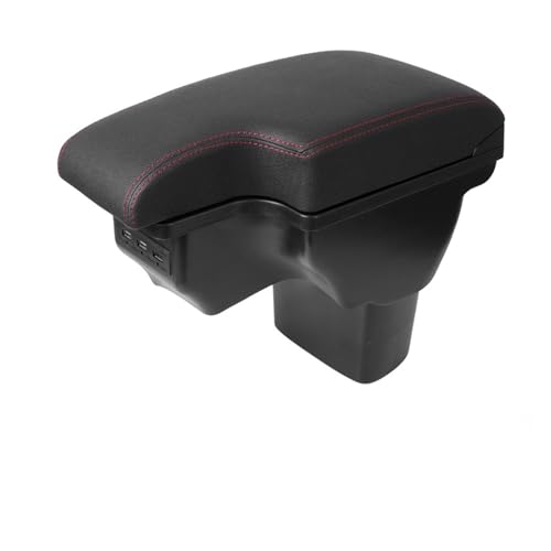 Accoudoir pour Nissan Juke (2010-2019) avec rangement USB et surpiqûres rouges