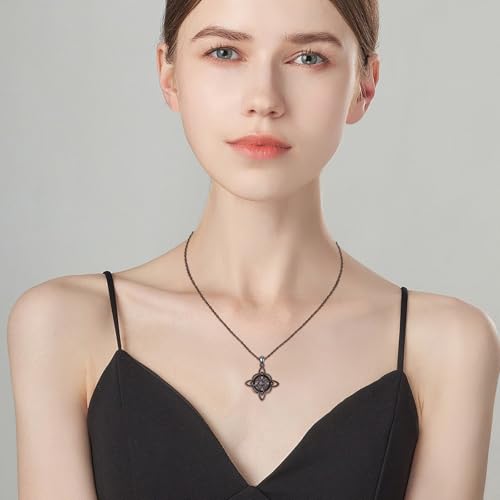 Witches Knot Necklace 925 Sterling Silver Turquoise/Abalone Black Nudo De Bruja Pendant Necklace Wiccan Jewelry Christmas Birthday Gifts for Women Girlfriends Daughter4