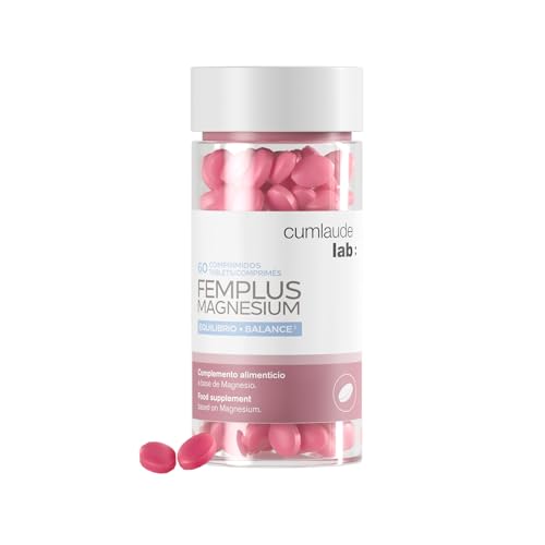 Cumlaude Lab - FemPlus Magnesium, Complemento Alimenticio a Base de Magnesio, Ideal para el Equilibrio Físico, Mental y Hormonal, Sin Azúcar, Gluten, Ni Lactosa - 60 Comprimidos