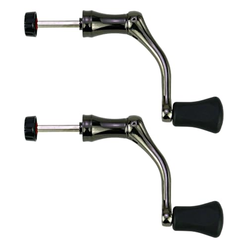 2 PCS Fishing Spinning Reel Handle,Full Metal Rocker Grip Fishing Swivel Reel Handle for Most Fishing Reels