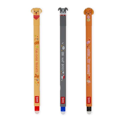 Legami - Set mit 3 radierbaren Stiften - Erasable Pen - Fur-ever Friends