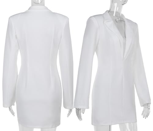 Robe blazer col V profond pour une silhouette élancée - 2