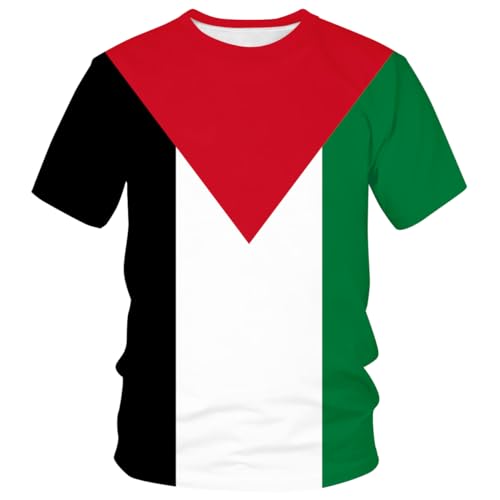 Lurhonp Palestinian Flag Casual Short Sleeve T-Shirt L