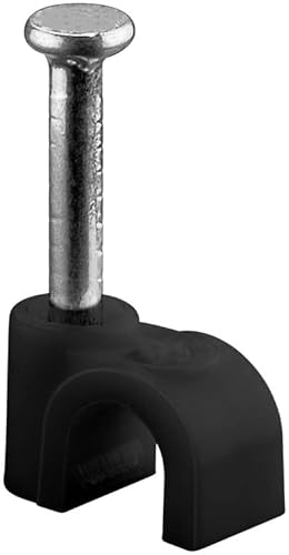 goobay 64677 Serre-câbles, Jeu de 100 / Support de câbles pour Fixation de câbles jusqu'à 4mm de diamètre/Serre-câbles avec Clou pour Mur, Coins et Montage en saillie / 100 pièces/Noir
