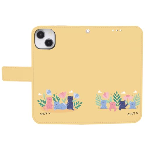ONLYOU iphone 17 pro max 用 ケース 手帳型 いphone17promax用ケース アート かわいい ねこ 猫 ニャン ほぼ全機種対応 diary case アイフォン17プロマックス対応 (F. イエロー Yellow)