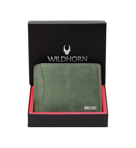 WildHorn India RFID Protected Leather Men's Wallet, GREEN HUNTER, Classic