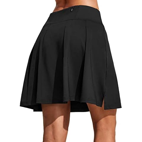COOrun Skorts Skirts for Women 18" Tennis Skirt with Shorts Athletic Golf Workout Skorts Pleated Sport Skirt Black M Cover