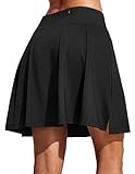 COOrun Skorts Skirts for Women with Pockets Knee Length Tennis Skirts Golf Athletic High Waisted A-line Skorts Black L