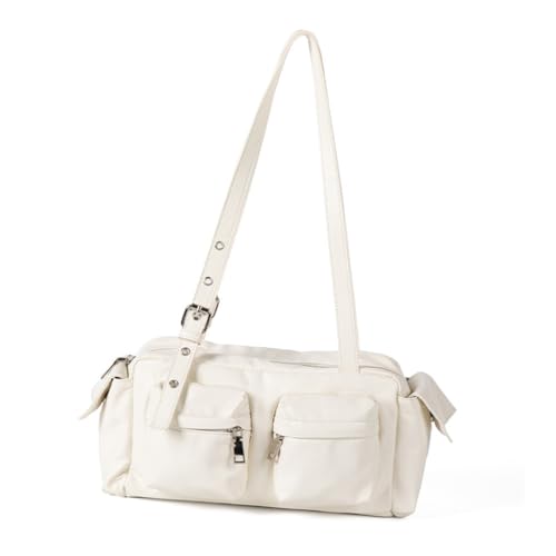 Sac à bandoulière en cuir PU beige pour femme, un sac à main tendance porté épaule