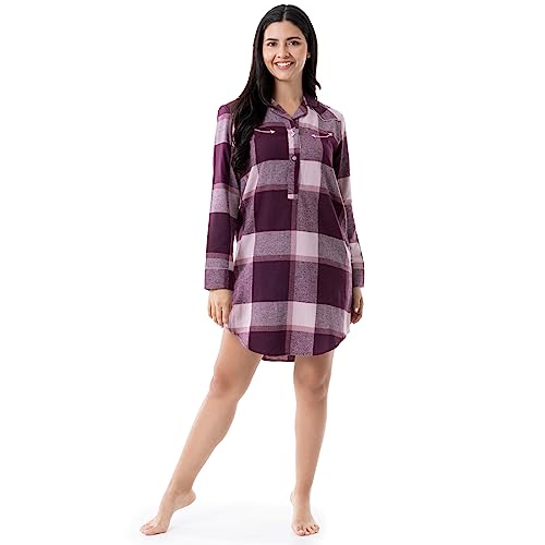 Wrangler Women's Mid-length Flannel Sleep Shirtdress, Block Plaid, 2X