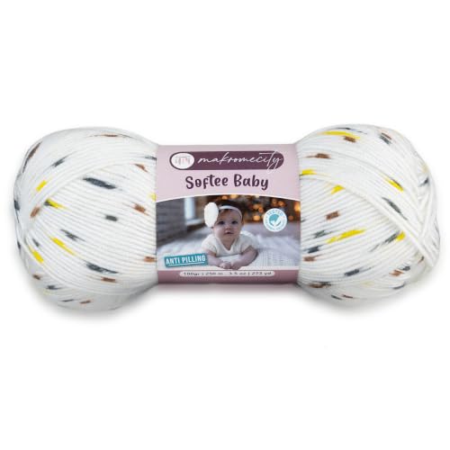Image of Makromecity Softee Baby Yarn,%100 Premium Anti-Pilling Acrylic, 3.5 Oz, 273 yd (100gr /250 mt), Soft Yarn for Crocheting and Knitting (Honey Bee, 1 Skein)