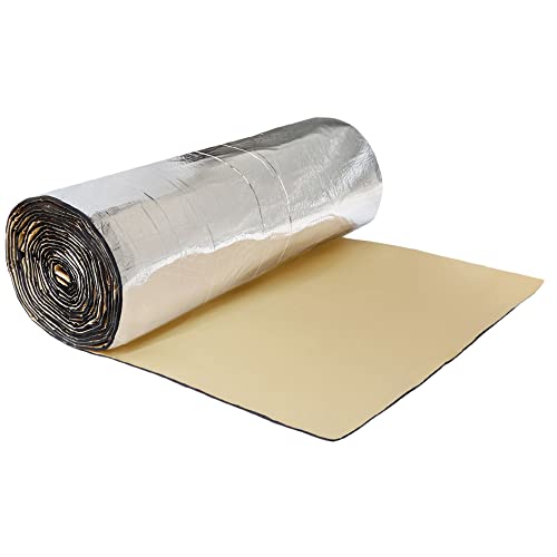 uxcell 断熱マット 303cm*100cm 車用断熱マット 吸音マット 防音フォーム 断熱材 断熱シート デッドニング 遮音防音材料 アルミ箔 熱反射 吸音 自動車 ドア断熱 エンジン 屋根用 汎用 厚さ5mm