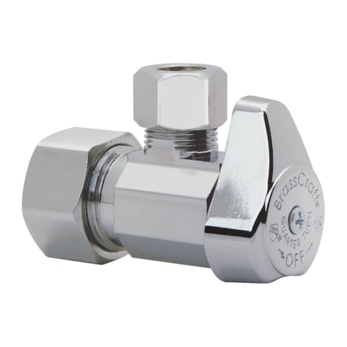 BrassCraft G2CR19X C1 1/2 in. NOM Comp Inlet x 3/8 in. OD Compression Outlet Chrome Plated Brass 1/4 Turn Angle Valve