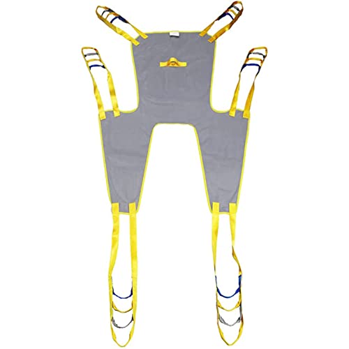 Eslinga de elevación de cuerpo completo para pacientes con soporte para cabeza y espalda, 6 correas para transferencias seguras, diseño de piernas divididas con apertura de inodoro, ideal para