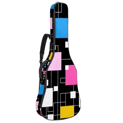 Sac guitare acoustique étanche multicolore 42.9 pouces avec motif géométrique carré