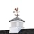 30" Square Manchester Vinyl Cupola with Black Aluminum roof and Copper Bantam Red Rooster Weathervane by Good Directions