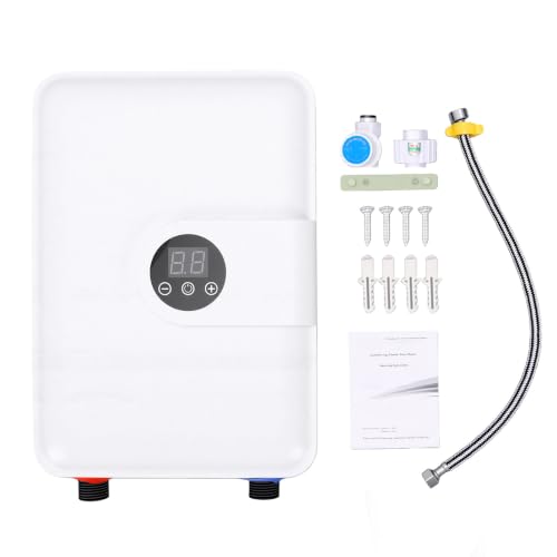 Hancaner Elektrische doorstroomboiler, 5500 W, met led-display, digitale temperatuurregeling, voor badkamer en keuken (EU-stekker, 230 V)