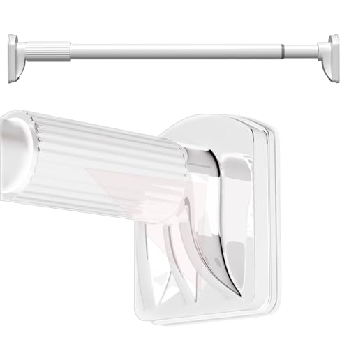 85-420cm Barra para Cortinas de Ducha, Barra Cortina Ducha Acero Inoxidable, Barra de tensión extensible Sin Taladrar para Baño, Cortina Portavisillos Extensible(Blanco,320-370cm)
