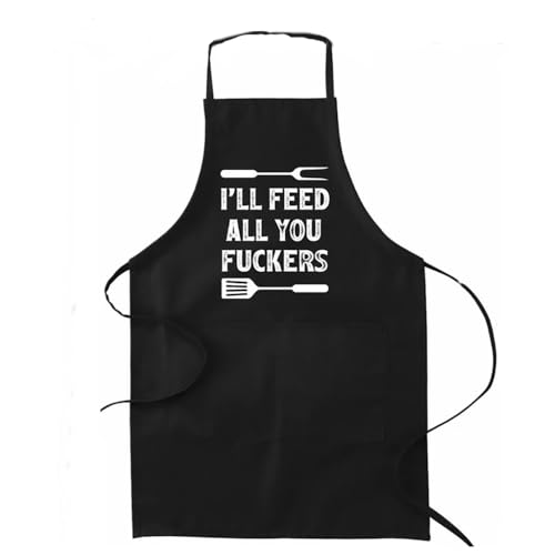 I'll Feed All You Fuckers Apron Bib BBQ Barbecue Grill Christmas Birthday Gift Baking Decor Color:I'll Feed All You Fuckers