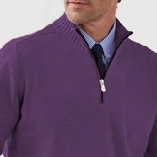 Maiyifu-GJ Men's Casual Knitted Pullover Sweater Long Sleeve Quarter Zip Sweater Lightweight Slim Fit Mock Neck Sweaters3