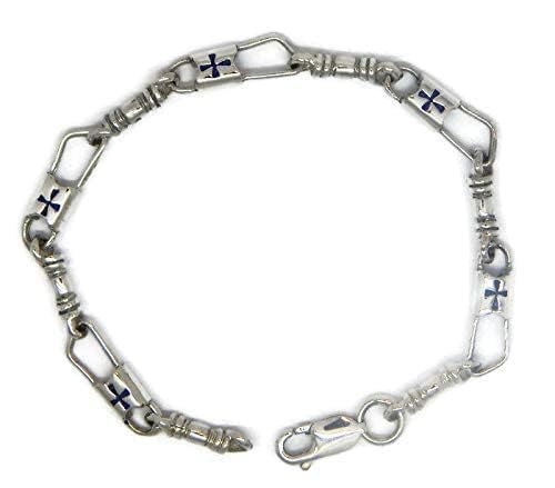 Acts Bracelet Fishers of Men Sterling Silver Regular Link, Maltese Cross Design