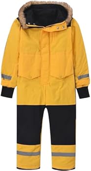 Skipak voor jongens en meisjes met afneembare capuchon kinderen winddicht waterdicht en ademend meisjes - skibroek winddicht winterpak kinderen sneeuwbroek, geel, 80