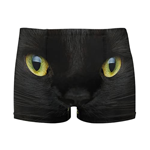 Mens Swimming Boxer Briefs Cute Black Cat Quick Dry Athletic Swimsuit - Main Image