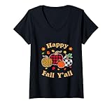 Photo Gallery donna leopard pumpkin happy fall yall autunno zucca stagione donne maglietta con collo a v Photo Gallery donna leopard pumpkin happy fall yall autunno zucca stagione donne maglietta con collo a v