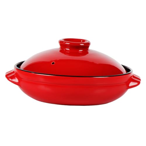 GRIRIW Olla de Cerámica Pequeña para Sopa Tapa, Cazuela Multiusos Resistente al Fuego para Cocina del Hogar, Calentamiento Rápido y Uniforme, Adecuado para Guisos y Estofados (24 Cm)