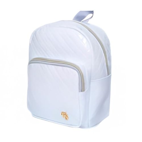 Mochila Bolsa Feminina Costas com Brilho Glitter Resistente Escolar Viagem Passeio Trabalho Cor:Branco