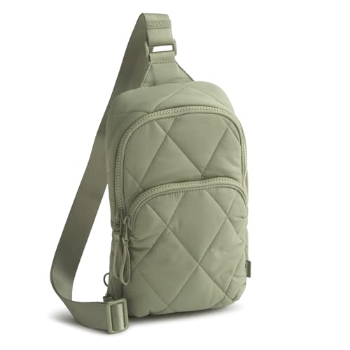 Image of Vera Bradley Women's Featherweight Lorman Sling Backpack - Water Resistant Crossbody Purse for Travel - Deep Lichen Green