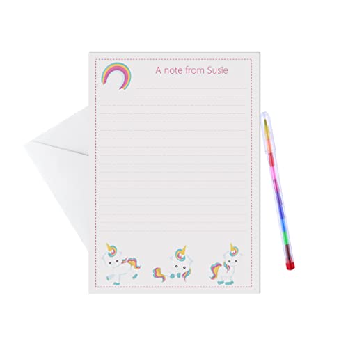 Cute Unicorn Personalised Children's Stationery Set - Letter Writing Paper And Envelopes