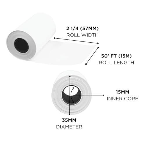 Image of DETECK 2 1 /4 inch x 50' Thermal Receipt Paper Rolls (4 Rolls), BPA Free Receipt Paper, 58mm Fits Mini POS Thermal Printer, Square Terminal for Small Businesses