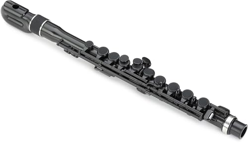 Nuvo jFlute Beginner Student Flute – Black/Black, Donut Head Joint, Waterproof ABS Plastic