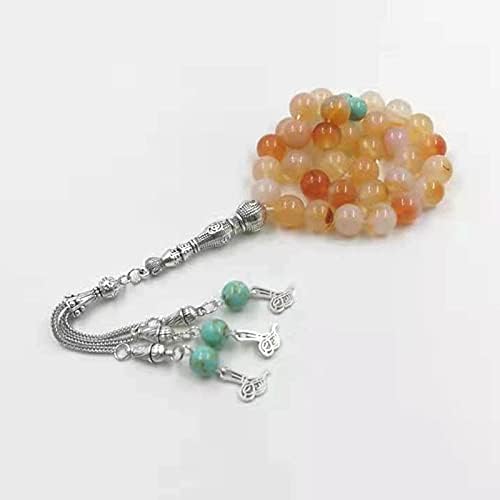 Natural Agate with Afghan Turquoise Tasbih Islam Misbaha Muslim Everything is New Bracelet Rosary 33 66 45 99beads Stone Rosary (12mm x 99beads)